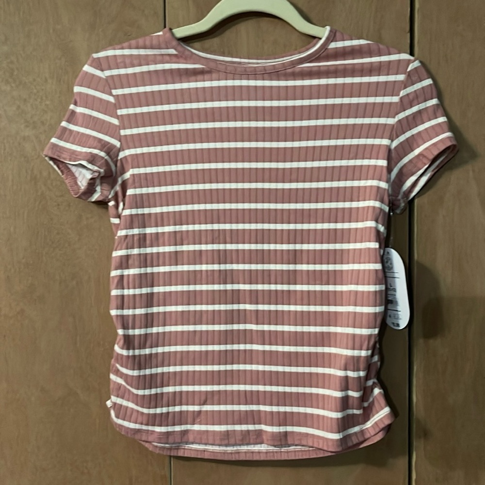 Girls Short Sleeve Shirred Knit T-Shirt